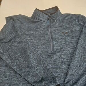 Under Armour Mens ColdGear 1/4 Zip Pullover XXL Blue Heather Space Dye Loose Fit